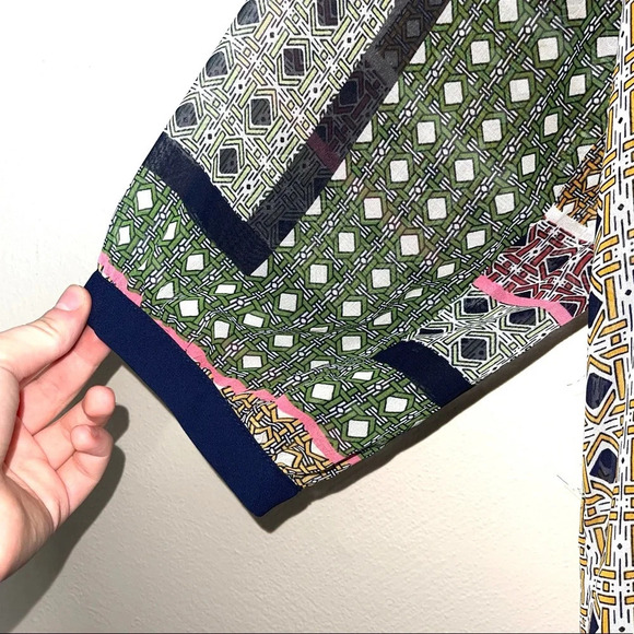 Collective Concepts Multicolor Split Neck Boho Print Blouse Small Women’s - Picture 5 of 12